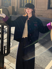 现货！（90新标带检）丝绒料新中式短款立领加厚保暖气质羽绒服女，女装羽绒服，水衣源