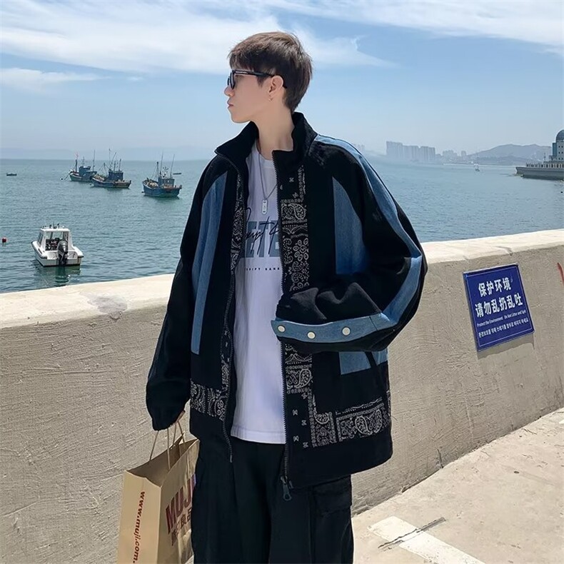 腰果花拼接夹克男韩版潮流高街帅气2025冬季新款ins外套W5477-P43,男装夹克,星座412