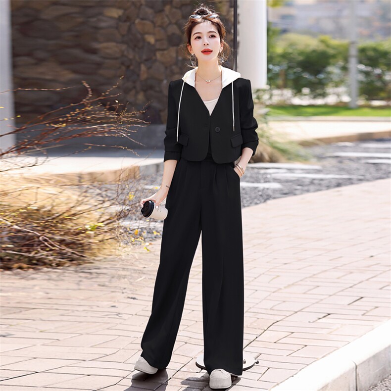 西装套装女2025春秋新款高级感阔腿裤休闲时尚欧货两件套裤职业装,女装套装/套裙,意芙
