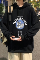 WY2160-P35加绒款-P40纯棉连帽卫衣男大码运动帽衫宽松薄外套男，男装卫衣，电商A040