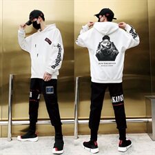 2020冬装新款加绒潮牌印花休闲运动套装男两件套A436-6662-P125，男装套装，电商A436