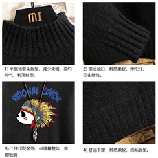 M18196-P45加绒款-P65半高领毛衣男士大码针织衫男毛线衣男砖墙，男装针织衫/毛衣，电商A040A