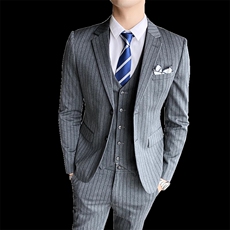 条纹男装西服套装三件套修身商务礼服W2032-P260，男装西服套装，星座1012