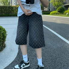 网图现货美式高街复古牛仔提花五分裤男K1107/特p35，男装牛仔裤，星座205-3