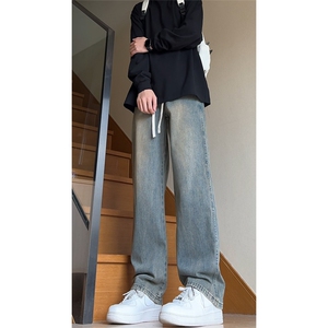 美式cleanfit复古水洗垂感宽松抽绳阔腿牛仔裤K1130-特P42 控68图片