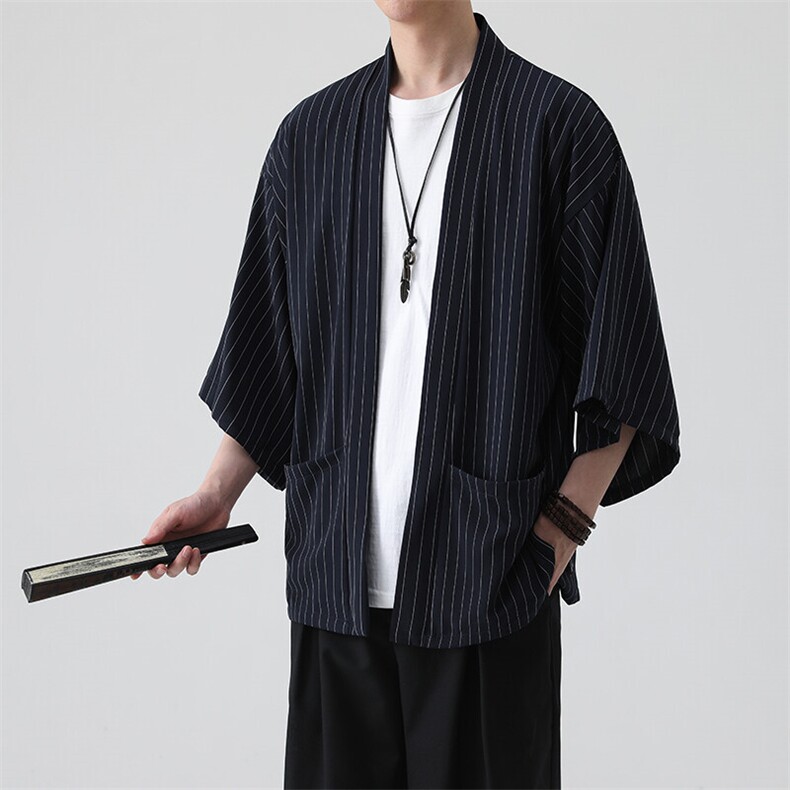 风夏季披风男女情侣宽松日系冰丝防晒服条纹风衣xz815-808p35,男装防晒衣,星座815（原A203）