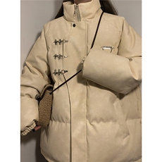 1中性立领PU皮复古做旧金属飞机扣大码M-5XL棉衣MY77726P148控198，男装棉衣，星座226-2