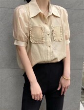 新款洋气两口袋花边气质小衫，其它，L·H·X