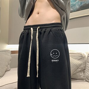 华夫格运动裤男大码抽绳休闲裤卫裤 HK78072-P35 加绒款P45图片
