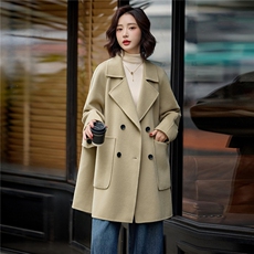 爆现货《2025秋冬新款中长款双面呢大衣轻奢时尚高级显瘦》，女装双面呢大衣，米莱
