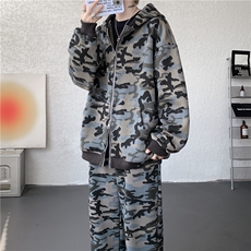 25秋季打工人卫衣卫裤棉街头时尚重磅迷彩套装TZ01/P108，男装休闲套装，电商B318