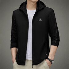 夹克外套男春秋季2023新款休闲纯色连帽开衫中年男士时尚男装上衣，男装夹克，电商B212（原钱塘6029）
