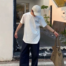 万针全刺绣解构设计260克重磅双纱纯棉高品质美式高街短袖T恤特35，男装T恤，电商A486
