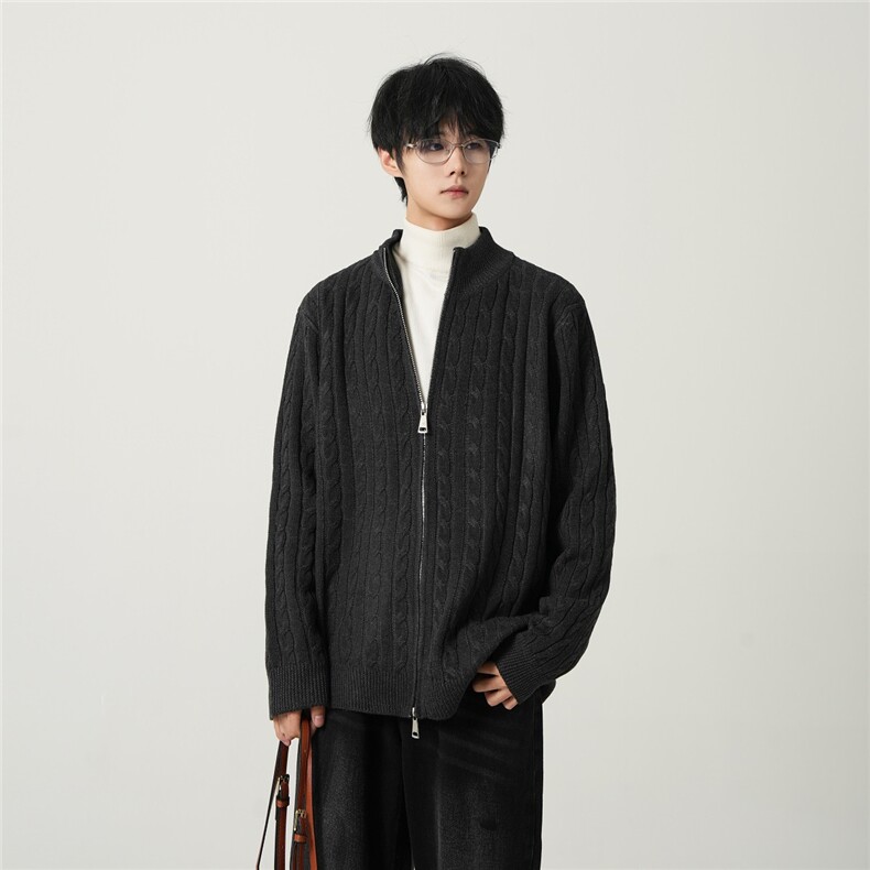 2025绞花开衫高领毛衣针织长袖百搭外套*AW16215*,男装针织衫/毛衣,星座511-1