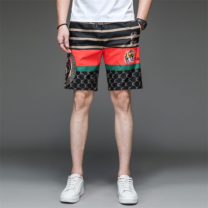 夏季短裤男薄款宽松直筒裤子青年男士休闲时尚印花五分裤潮流百搭图片