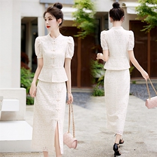 旗袍连衣裙女2025年夏季新款今年流行漂亮套装裙新中式年轻款，女装套装/套裙，关键词