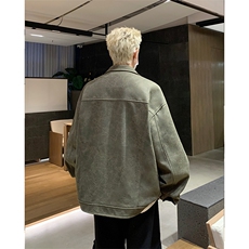 潮牌美式铆钉夹克秋款仿麂皮工装美拉德夹克外套504-W29-P75，男装夹克，星座504