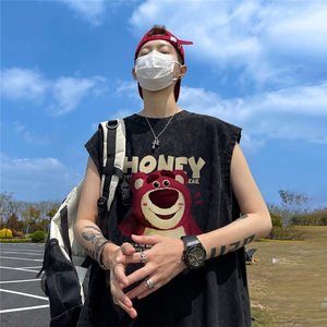 抖音品质 240克重磅 欧美式潮牌男女水洗背心无袖t恤 BX257-P35图片