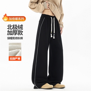 加绒加厚休闲裤冬季新品美式直筒运动保暖长裤 D52147-TP5598图片