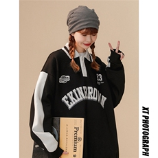 中性风POLO领卫衣女情侣大码M-5XL休闲套头卫衣男外套类C7720P55，男装Polo衫，星座227-7