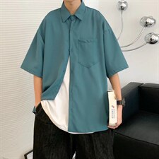 短袖衬衫春款男港风潮流弹力C044P33，男装衬衫，星座1116-2
