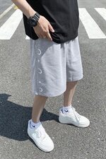 夏季运动裤宽松打篮球印花五分裤休闲短裤阔腿中裤潮6128/P25，男装休闲裤，星座1506-1