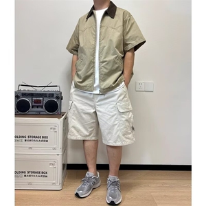 马登工装美式复古防水薄款短袖衬衫户外宽松半袖口袋猎装衬衣男夏图片