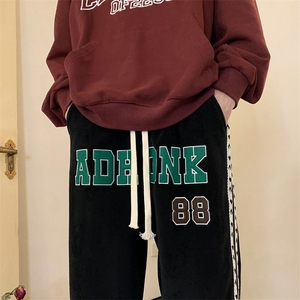 双面摇粒绒织带刺绣束脚裤大码M~5XL XZ604-KP86-P65控78图片