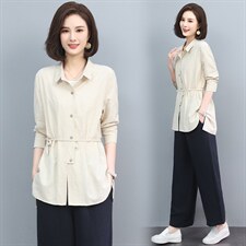 纯棉衬衫2022春季流行百搭设计感复古收腰长袖衬衣女，女装衬衫，雪樱依海