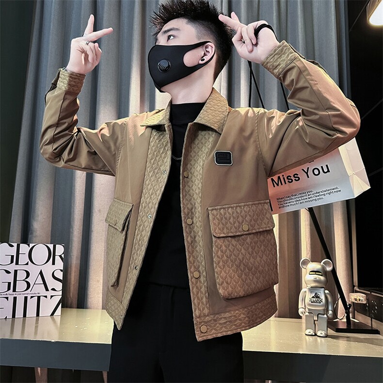 痞帅炸街潮流男士翻领夹克外套社会小伙店主风301C-JK18-P98控138，男装夹克，星座301C（原B323）