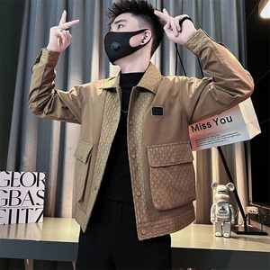 痞帅炸街潮流男士翻领夹克外套社会小伙店主风301C-JK18-P98控138图片