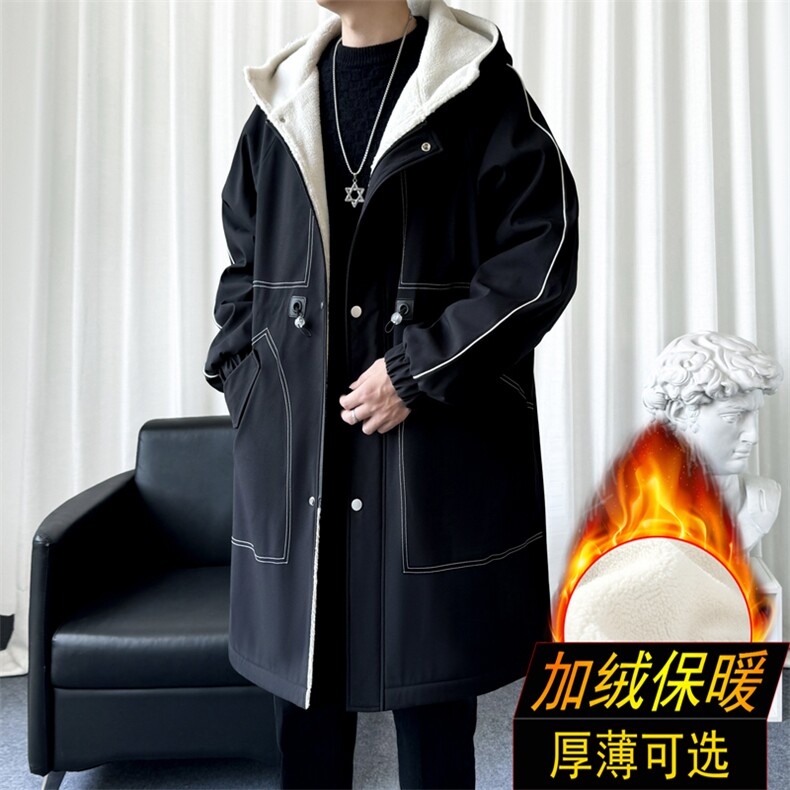 加绒风衣男中长款呢大衣男棉衣男F009薄P115加绒P135爆景二,男装风衣,星座401