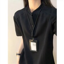 网图-T恤拼接高街痞帅夏季POLO衫正肩中性短袖大码上衣S430-特28，男装T恤，电商A233-1