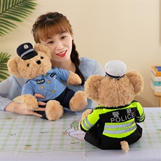 娃仔网供 警察小熊系列抓机娃娃兑换款沙发摆件