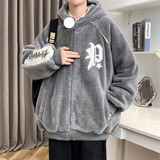 冬上新港风加绒休闲棉衣羊羔绒连帽外套男女987-P110控价158，男装棉衣，电商A441-1