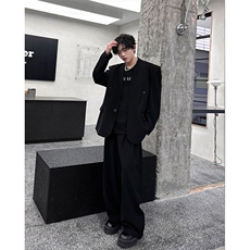 韩版休闲西装套装外套高级痞帅宽松韩版西服外套西裤整套搭配P140，男装西服，电商B319