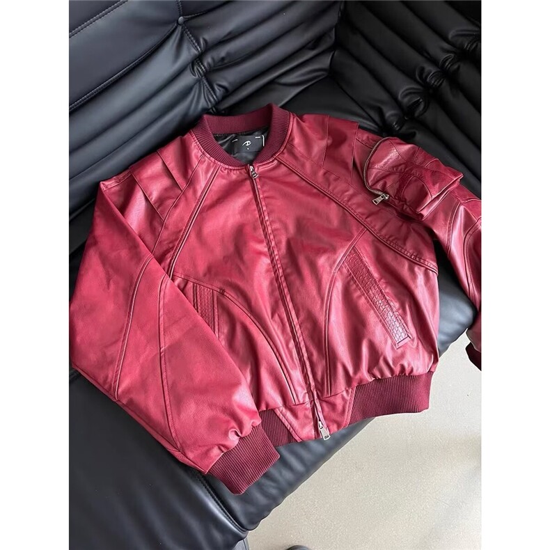 蛇纹皮拼阿尔法皮衣气质ins文艺流行简约慵懒百搭日系时尚原宿，男装皮衣，星座613