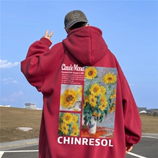 ！秋季重磅宽松大码港风向日葵印花连帽卫衣LW111-特p35，男装卫衣，星座508（原C305）