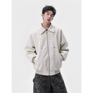档口美式翻领纹理感PU皮夹克皮衣机车服外套JK508-P90