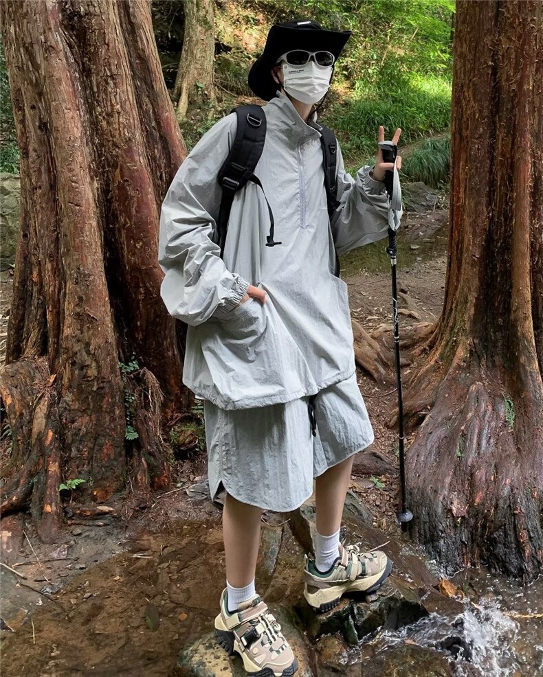运动套装男夏薄款速干透气防晒衣外套夏装搭配一整套Q8P55,男装休闲套装,星座1116-2