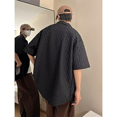 五分袖春夏季新款衬衫潮流慵懒男方领宽松型双拉链衬衫C654P42，男装衬衫，星座1116-2