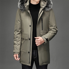 中年男连帽羽绒服男可拆卸毛领羽绒服爸爸冬装外套BJY08230-P390，男装羽绒服，电商B212（原钱塘6029）