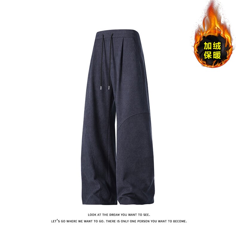 复古运动风加绒保暖休闲裤男宽松直筒长裤K8695JR（加绒）特价P49,男装棉衣,电商A007