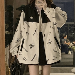 街头棒球服外套女秋休闲夹克美式风学生chic短上衣C365-80图片
