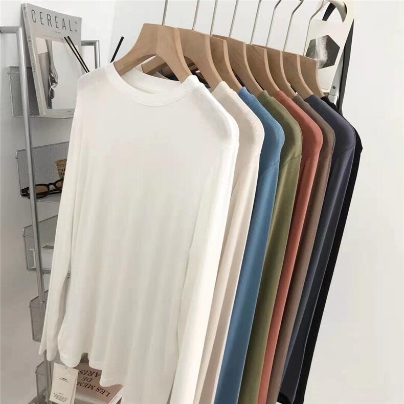 2021春季～现货打底高弹力长袖T恤，女装T恤，LMNC