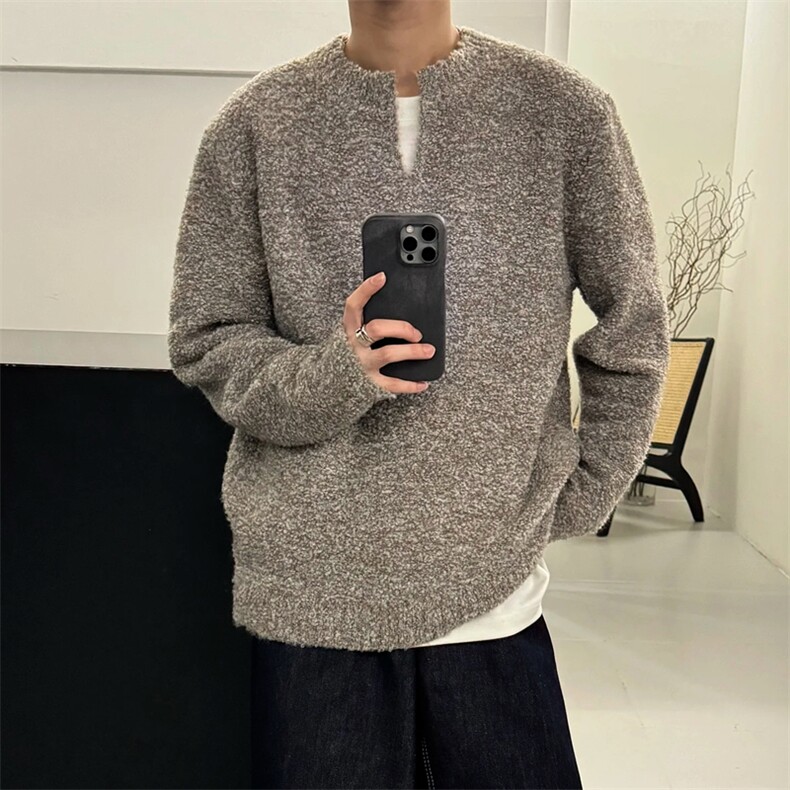 M666-特P60美拉德V领慵懒感毛衣,男装针织衫/毛衣,星座1501-3