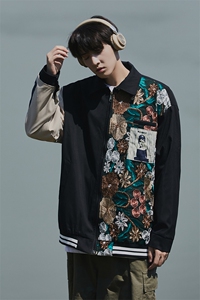 CityBoy刺绣拼接夹克女大码情侣夹克男潮外套男JK7711P75控108图片