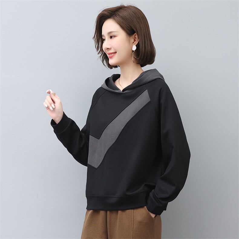 2024年春秋季新款刺绣卫衣女连帽衫韩版休闲百搭长袖上衣服女棉,女装卫衣/绒衫,忆绮罗