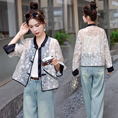 新中式國风女装唐装防嗮衣外套高端2024新款缎面刺绣年轻款禅意，女装防晒衣，曼娅璐