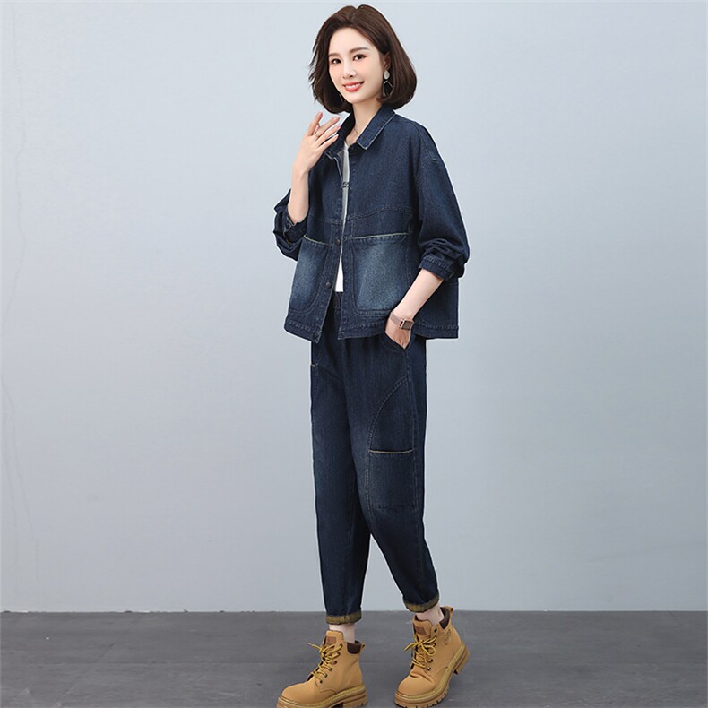 时尚牛仔套装女宽松显瘦休闲两件套6529-529图片